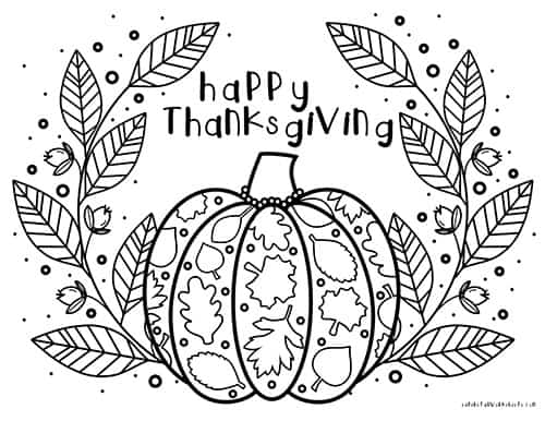 Thanksgiving Pumpkin Coloring Page