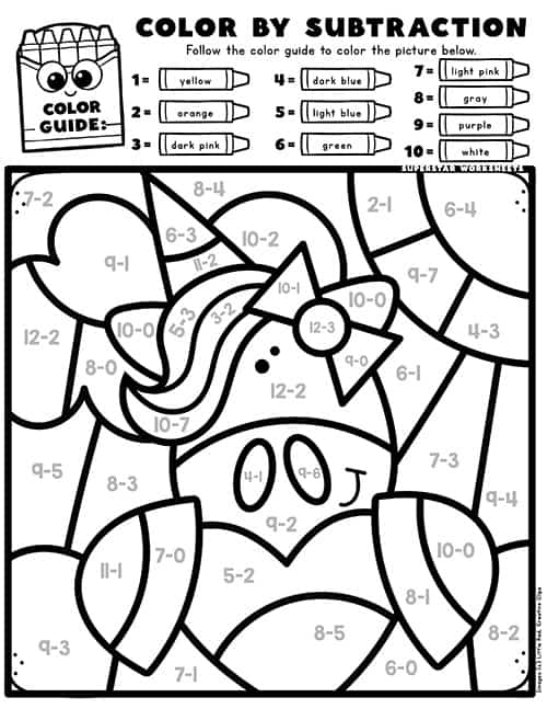 Unicorn Color By Number - Superstar Worksheets