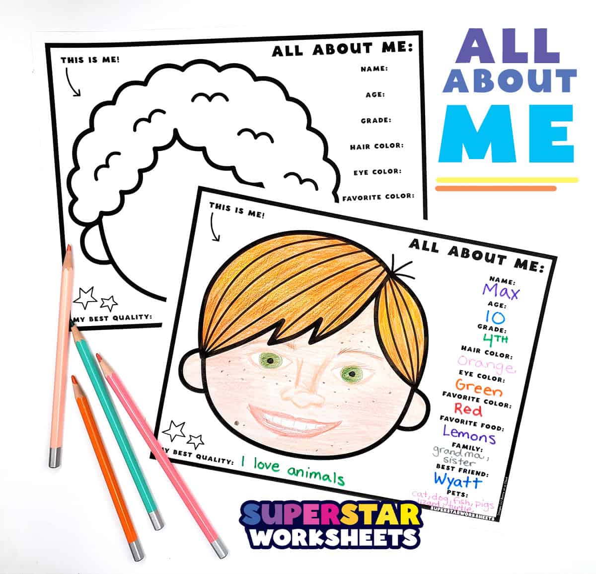 All About Me Face Template