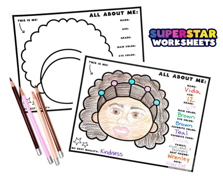 All About Me Face Template - Superstar Worksheets