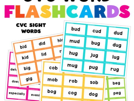Multiple levels of flashcards showing what you get with this download.