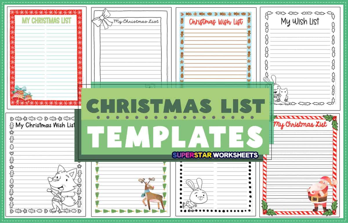 Christmas List Template Superstar Worksheets