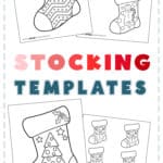 Four different Christmas stocking templates in a variety of sizes: small, medium, and large