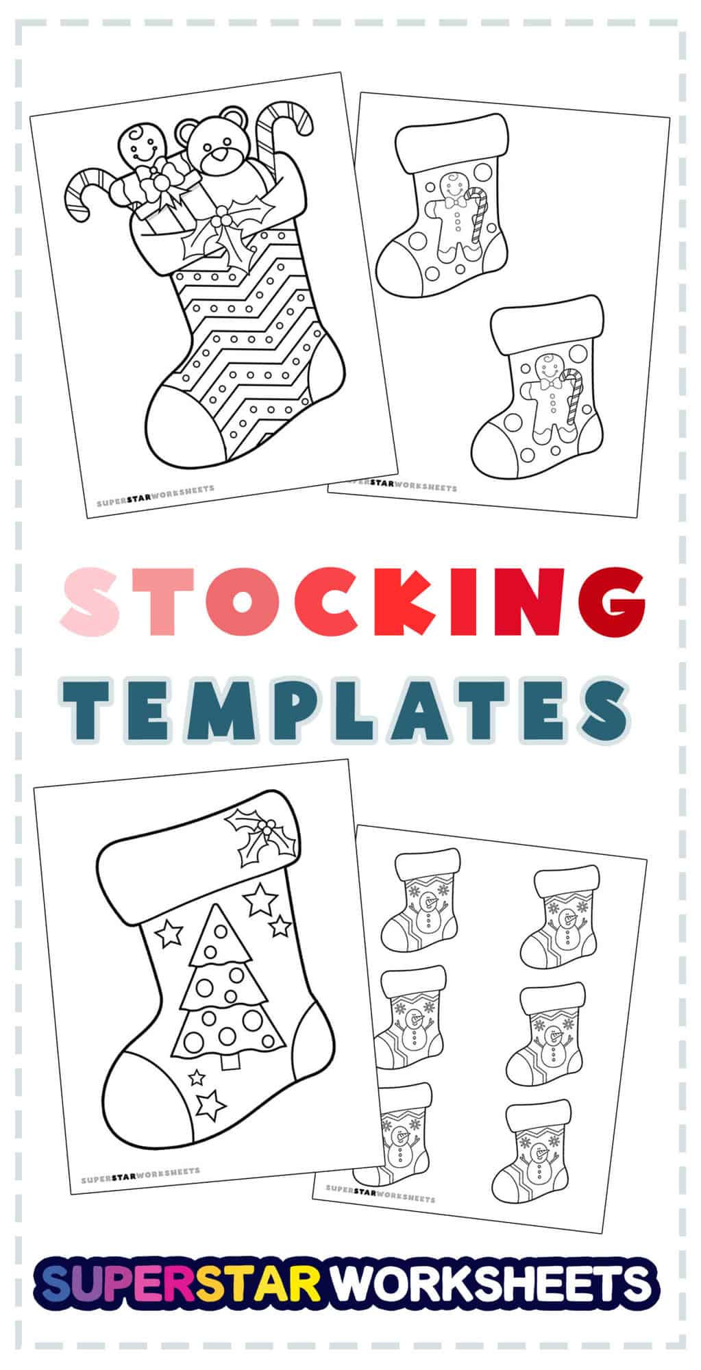 Christmas Stocking Template Superstar Worksheets