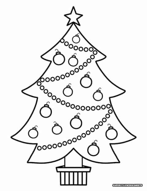 Christmas Tree Coloring Pages - Superstar Worksheets