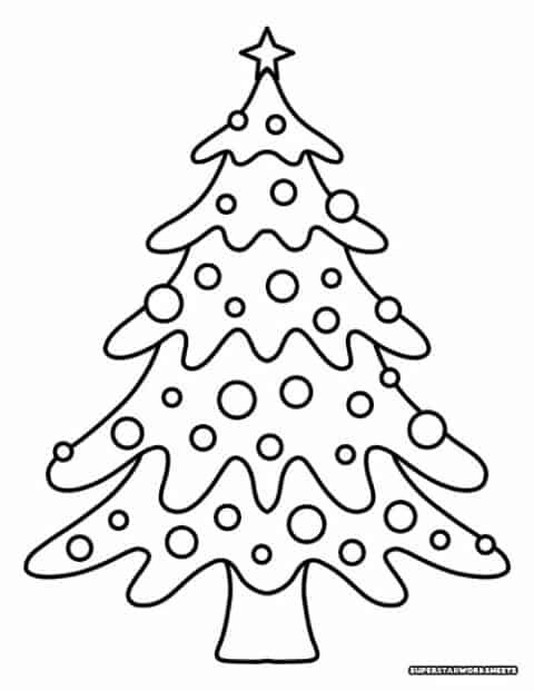 Christmas Tree Coloring Pages - Superstar Worksheets