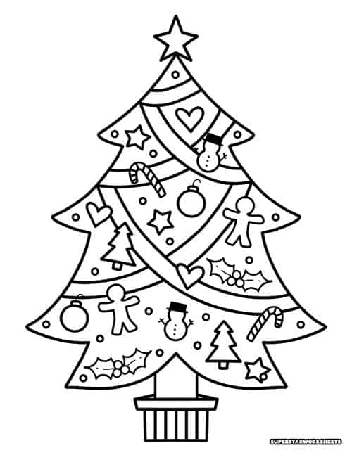 Giant Christmas Coloring Poster Holiday Printables Black and White Large  Coloring Pages Flower Christmas Tree Decorations 