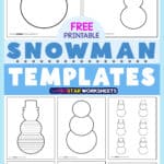 Eight different snowman templates showing what you get in this set.