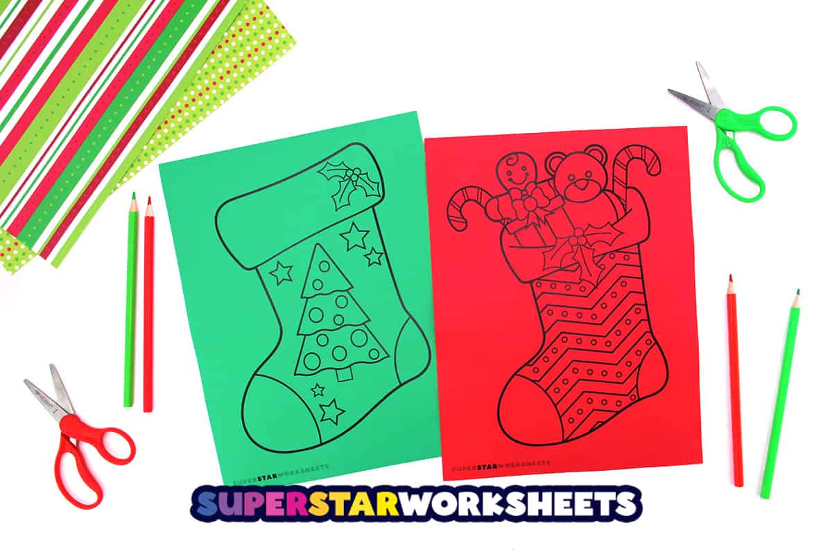 Printable Christmas Crafts for Kids, Stocking Template, Kindergarten  Artwork, DIY Coloring Pages, Homeschool Activity, Instant Download 