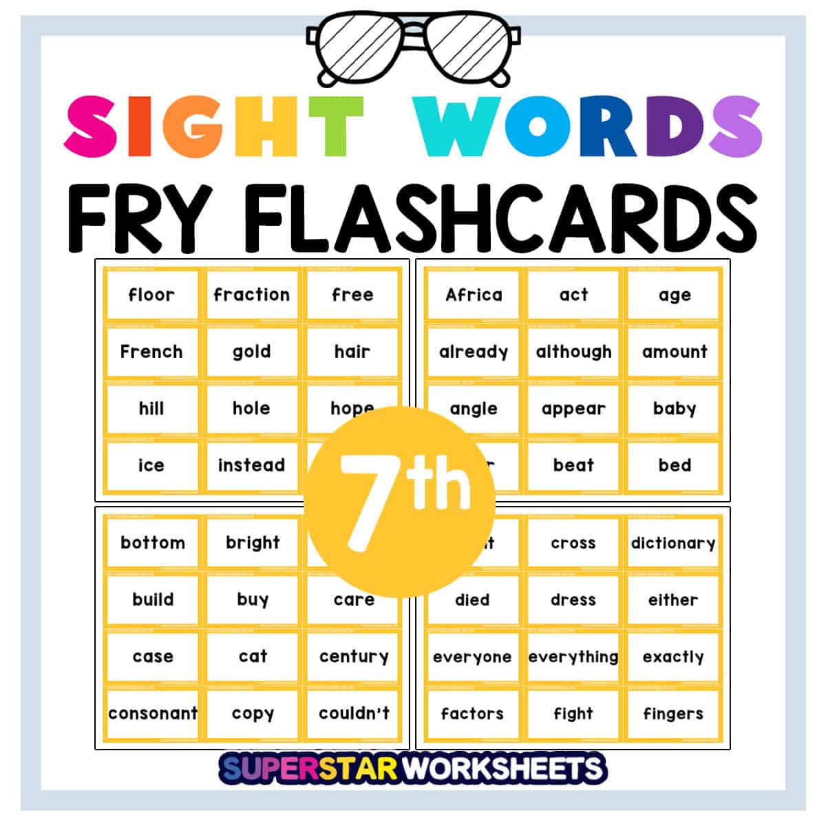 Sight Word Flashcards - Superstar Worksheets