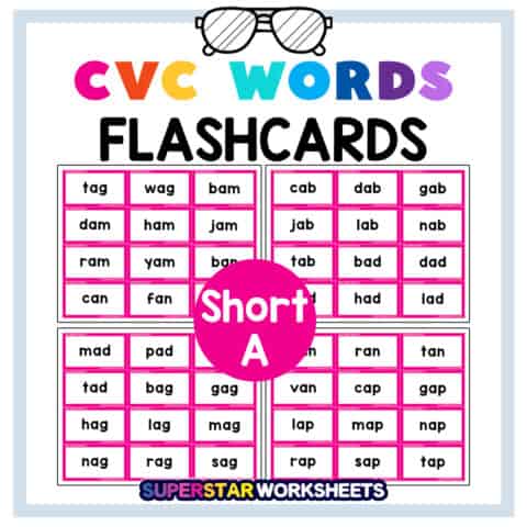 CVC Flashcards - Superstar Worksheets