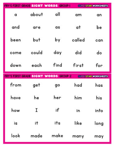 Fry Sight Word Assessment - Superstar Worksheets