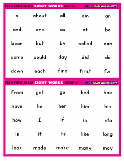 Fry Sight Word Assessment - Superstar Worksheets