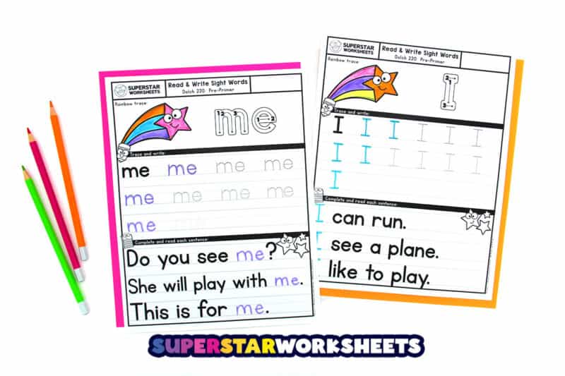 Sight Word Tracing Worksheets - Superstar Worksheets