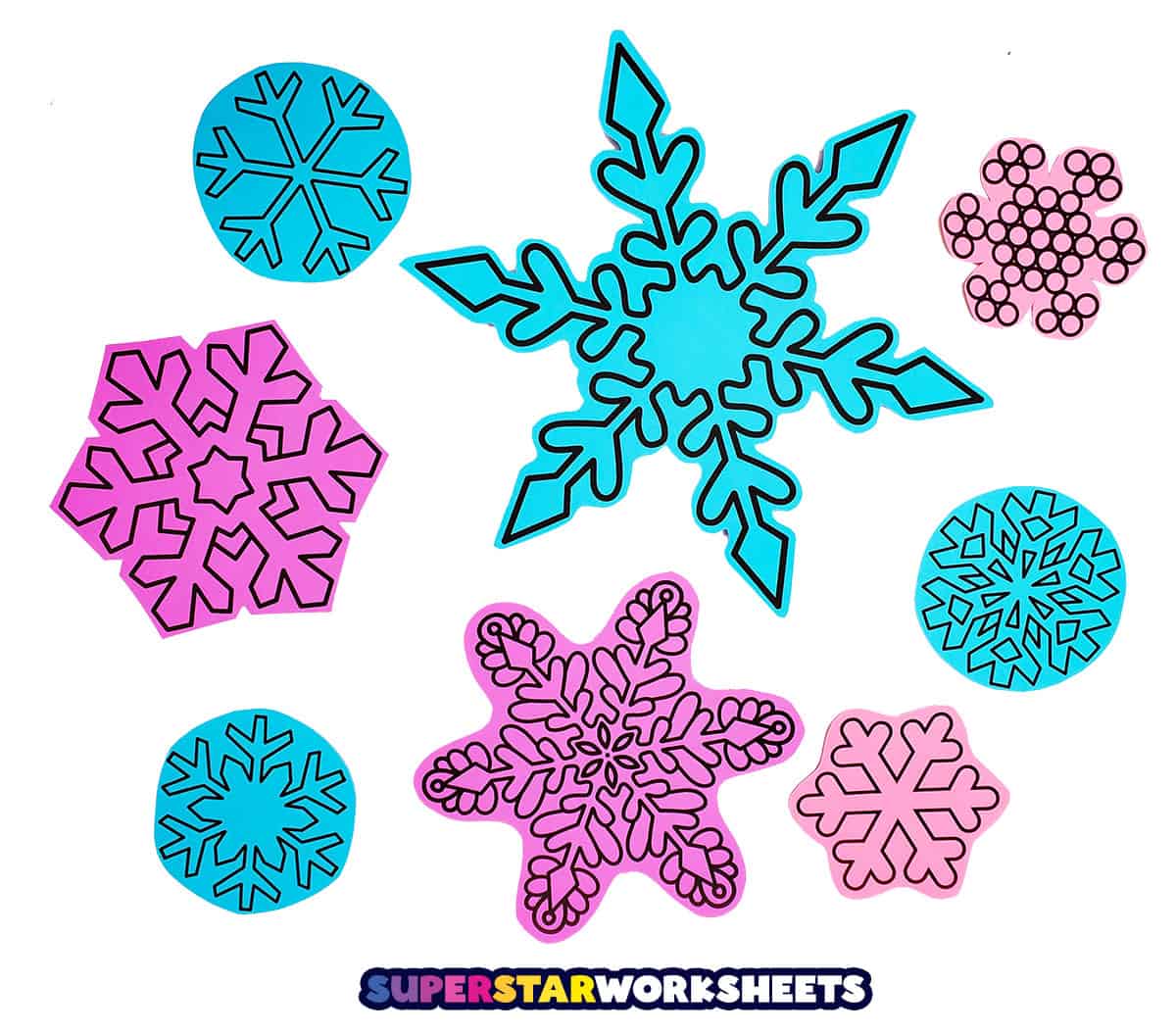 Colorful Paper Snowflake Templates