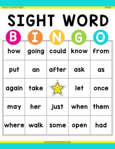 First Grade Sight Words - Superstar Worksheets