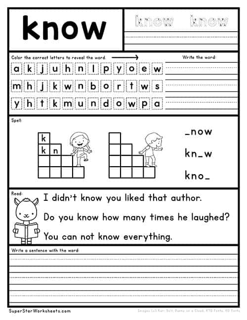 First Grade Sight Words - Superstar Worksheets