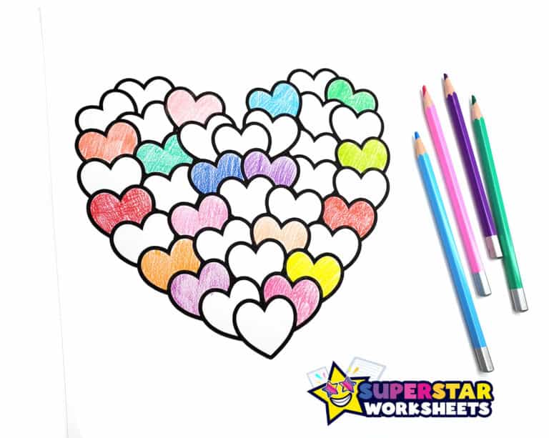 Heart Coloring Pages - Superstar Worksheets