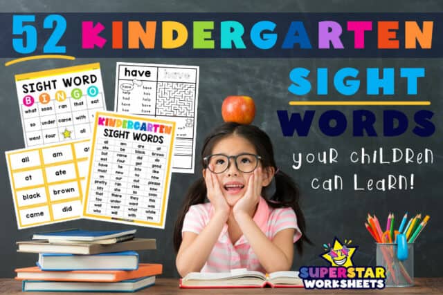 Kindergarten Sight Words - Superstar Worksheets