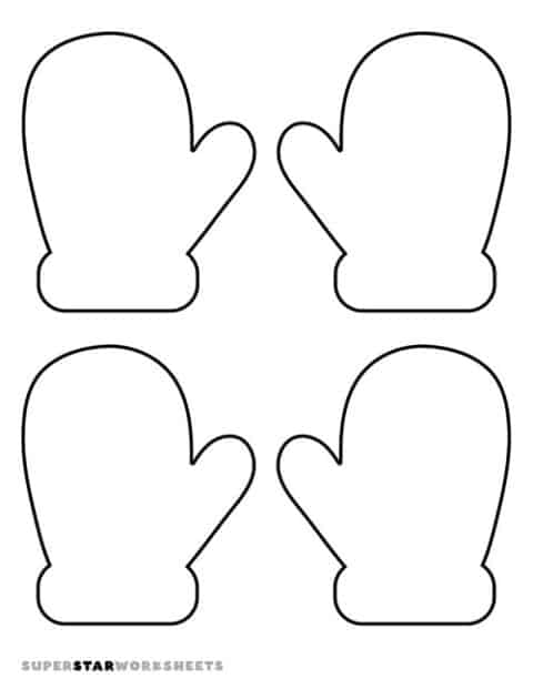 Mittens Template - Superstar Worksheets