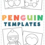 Four black and white penguin templates showing what comes in this set.