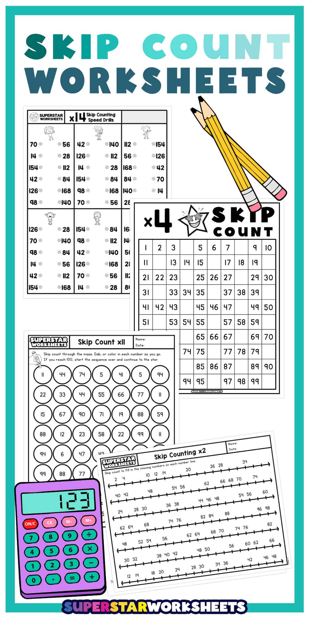 Skip Counting Worksheets - Superstar Worksheets