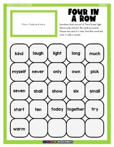 Third Grade Sight Words Superstar Worksheets