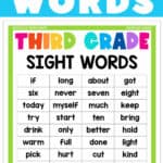 Graphic showing the frequency list of third grade sight words.