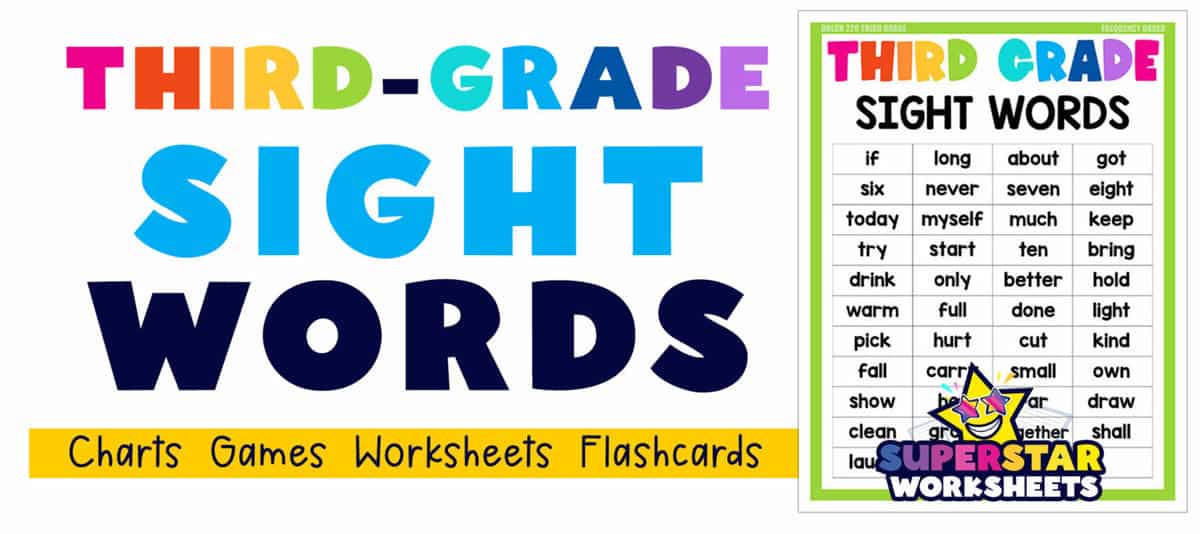 Third Grade Sight Words Superstar Worksheets