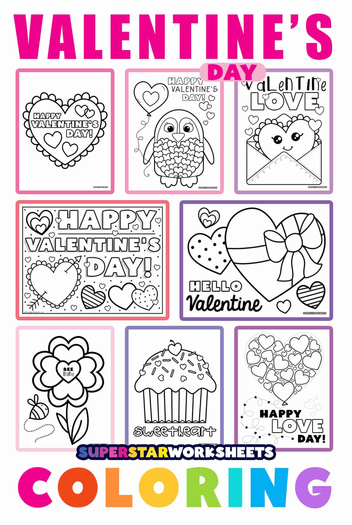 Valentine's Day Coloring Pages - Superstar Worksheets