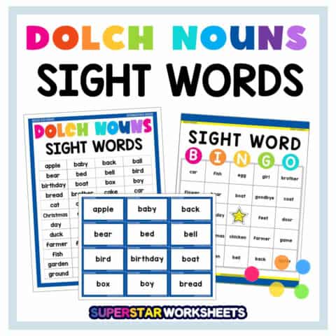 Dolch Sight Word Nouns - Superstar Worksheets