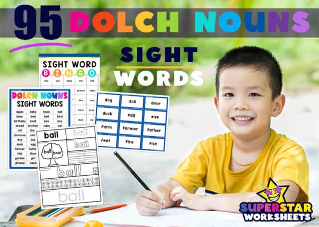 Dolch Sight Word Nouns - Superstar Worksheets