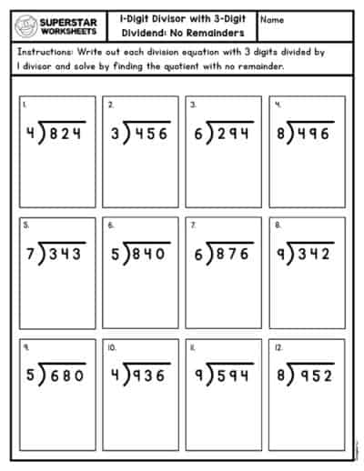 Long Division Worksheets Superstar Worksheets