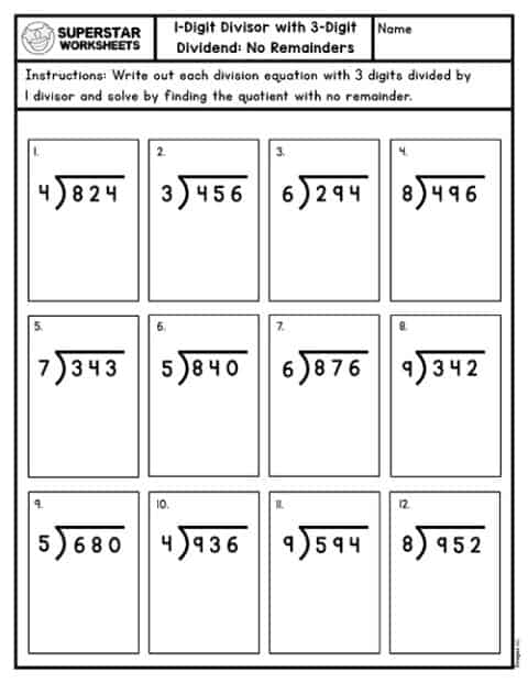 Long Division Worksheets - Superstar Worksheets