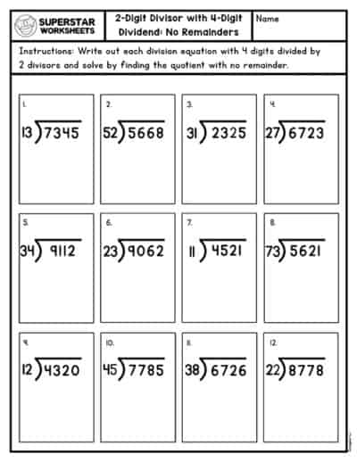 Long Division Worksheets - Superstar Worksheets