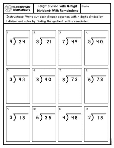 Long Division Worksheets - Superstar Worksheets