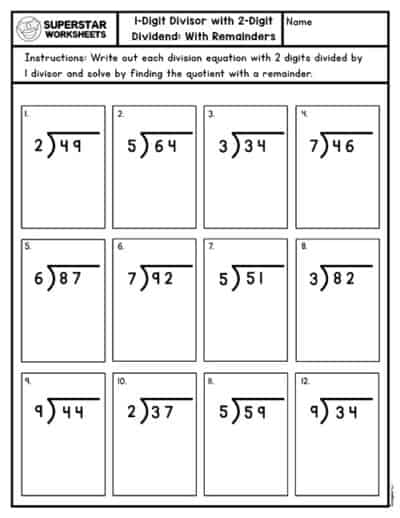 Long Division Worksheets - Superstar Worksheets