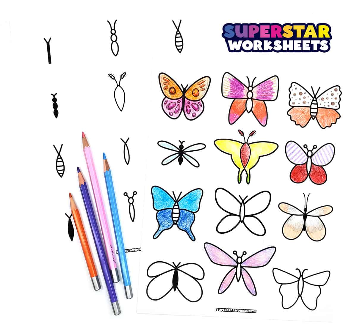 Butterfly Coloring Pages - Superstar Worksheets