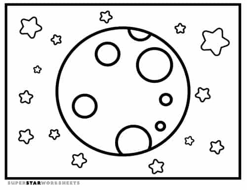 moon with craters coloring page