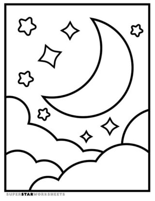 Moon Coloring Pages - Superstar Worksheets