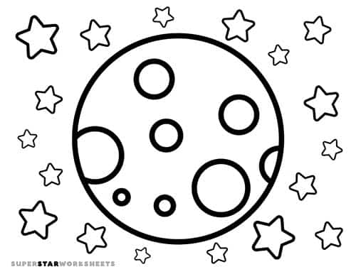 moon with craters coloring page