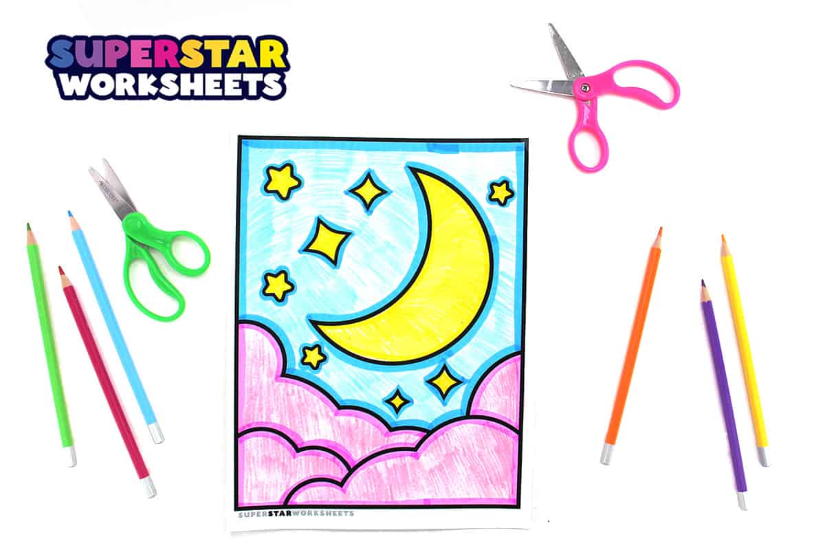 full moon drawing for kids