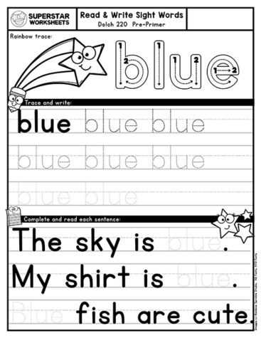 Preschool Sight Words - Superstar Worksheets
