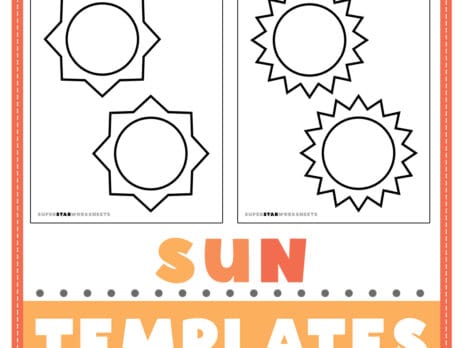 Two sun templates and sun outlines with rays
