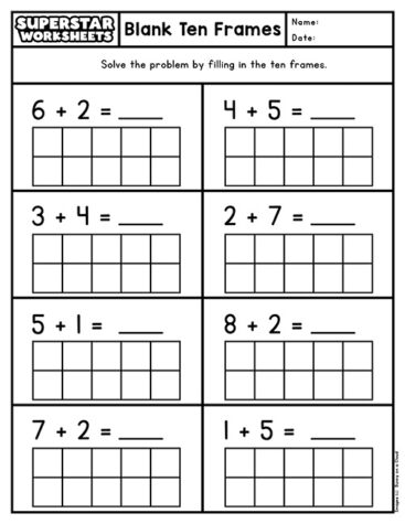 Ten Frame Worksheets - Superstar Worksheets