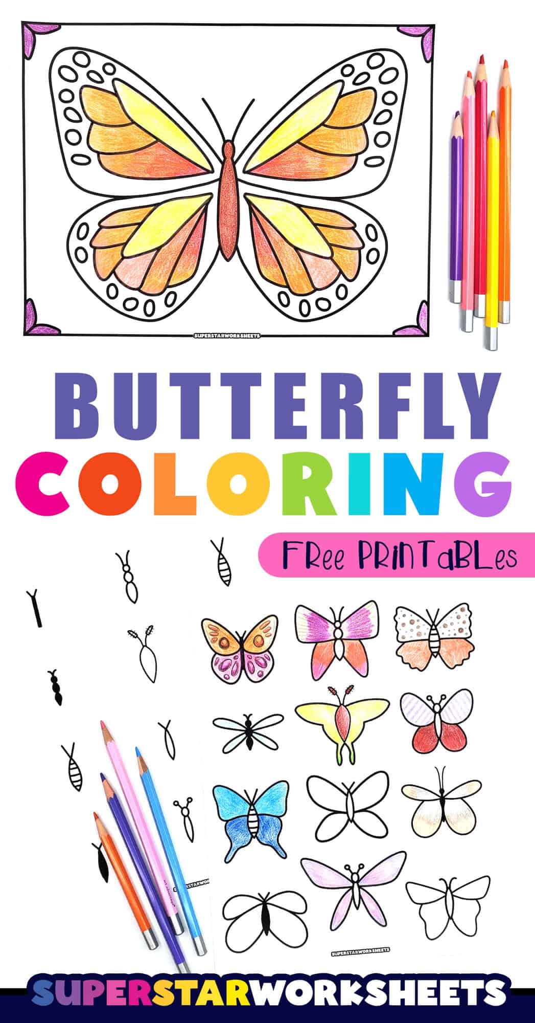 Butterfly Coloring Pages (Free Printables) - Superstar Worksheets