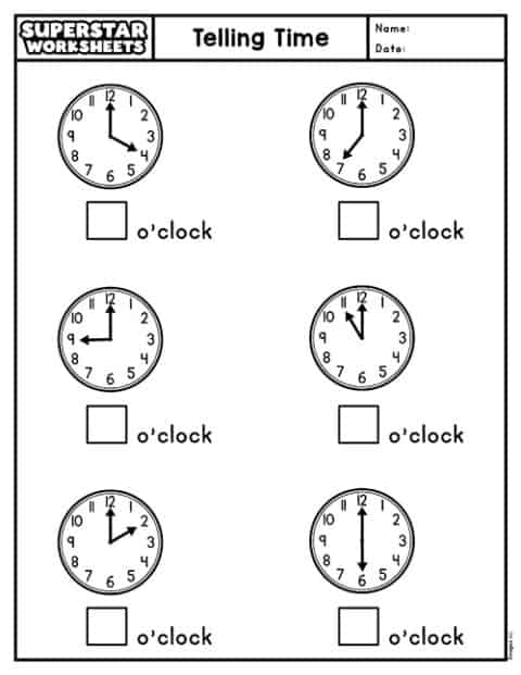 Clock Template - Superstar Worksheets