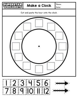 Clock Template - Superstar Worksheets