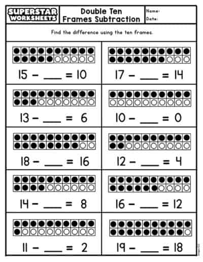 Ten Frame Worksheets - Superstar Worksheets