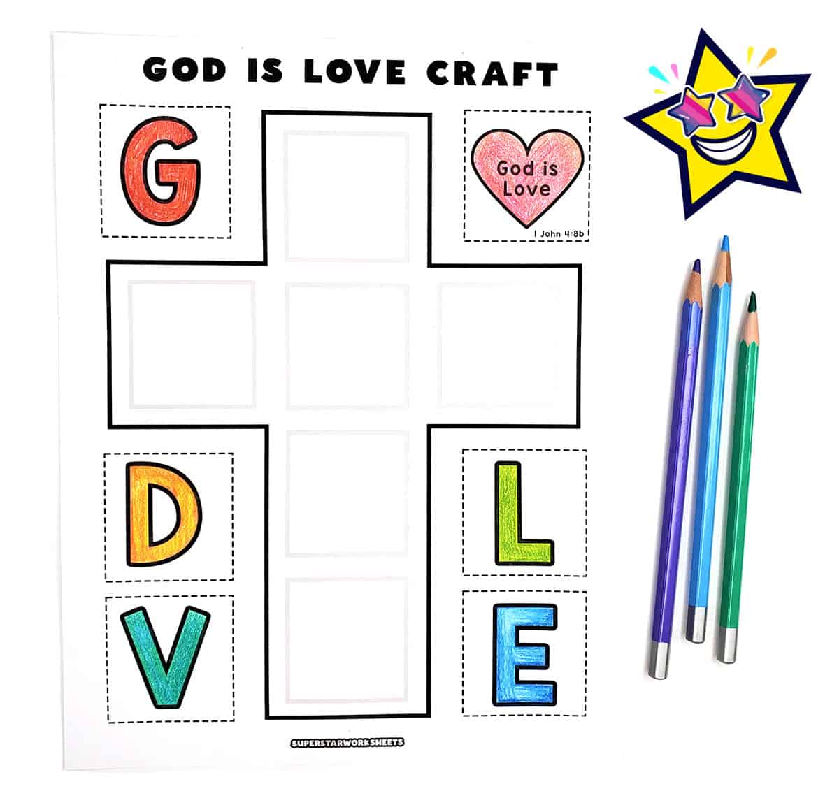 God Is Love Printable Cross Craft Superstar Worksheets, 45% OFF